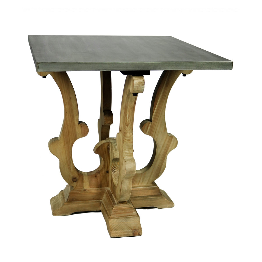 24" Natural Brown And Gray Metal And Solid Wood Square End Table Image 1