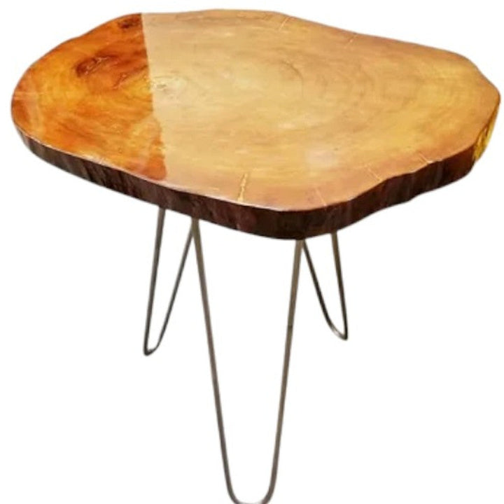 24" Natural Solid Wood Live Edge and Metal End Table Image 5