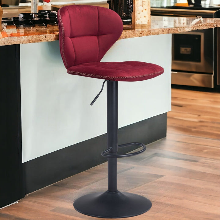 24" Red And Black Steel Swivel Low Back Counter Height Bar Chair Image 10