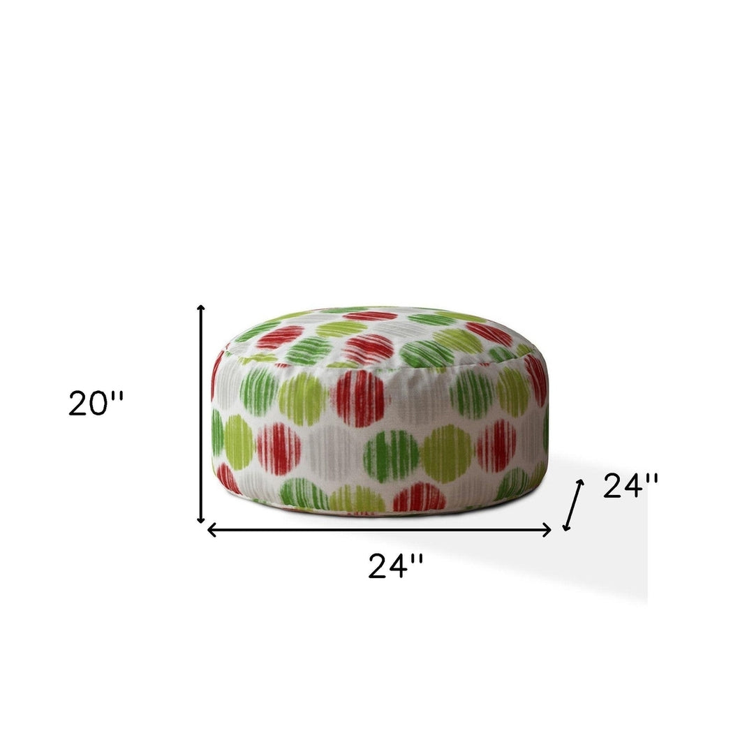 24" Red And White Cotton Round Polka Dots Pouf Cover Image 4