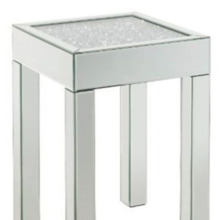 24" Silver And Clear Glass Square Mirrored End Table Image 4