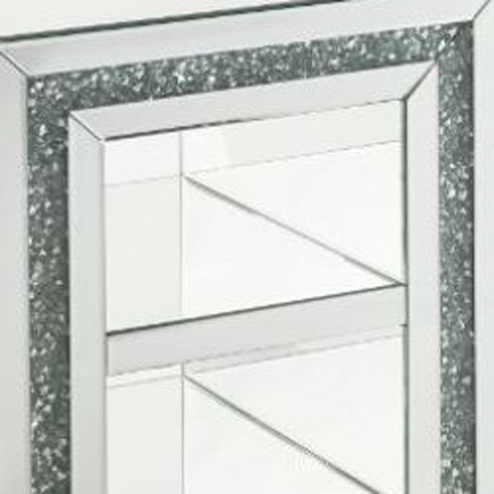 24" Silver Glass Rectangular Mirrored End Table With Two Shelves Image 4