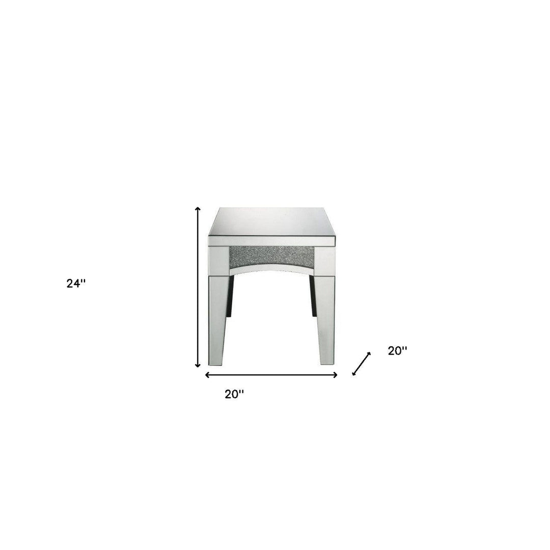 24" Silver Mirrored Square Mirrored End Table Image 2