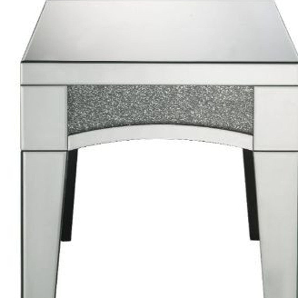 24" Silver Mirrored Square Mirrored End Table Image 4