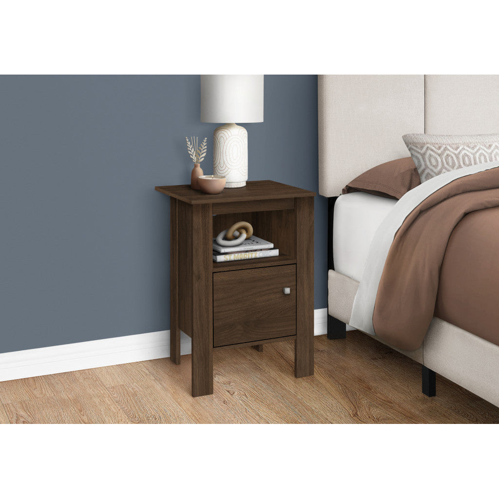 24" Walnut Nightstand with Cabinet Storage Image 3