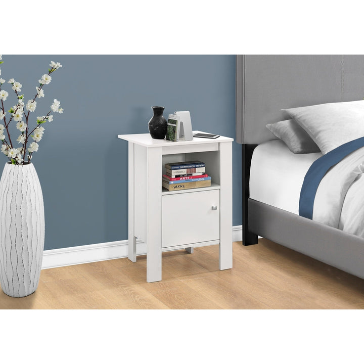 24" White End Table With Shelf Image 2