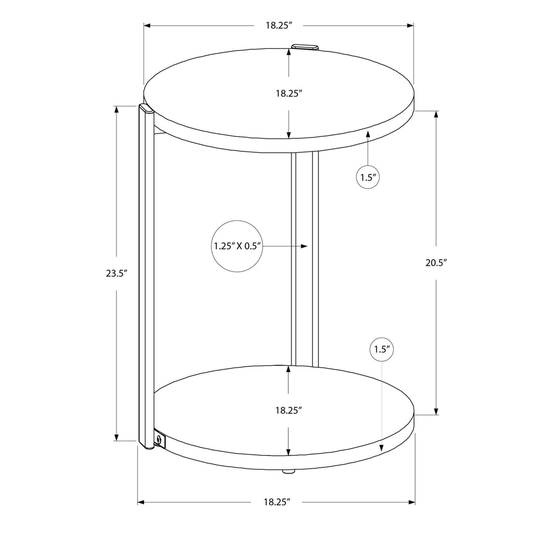 24" White Round End Table With Shelf Image 3