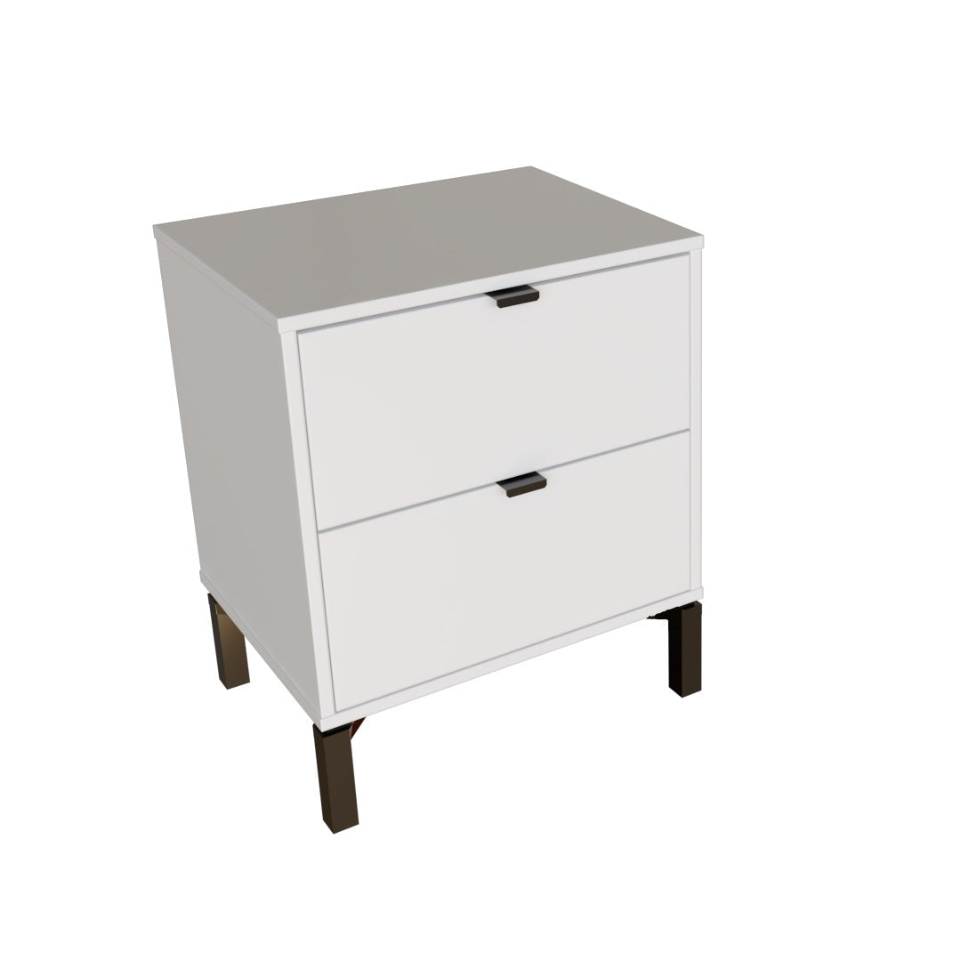 24" White Two Drawer Faux Wood Nightstand Image 1