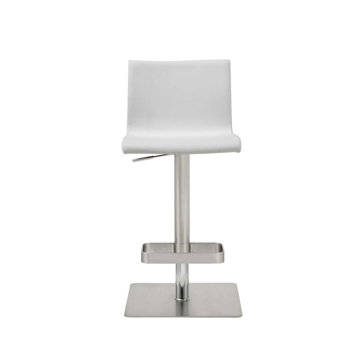 26 " White And Silver Stainless Steel Counter Height Bar Chair Image 1