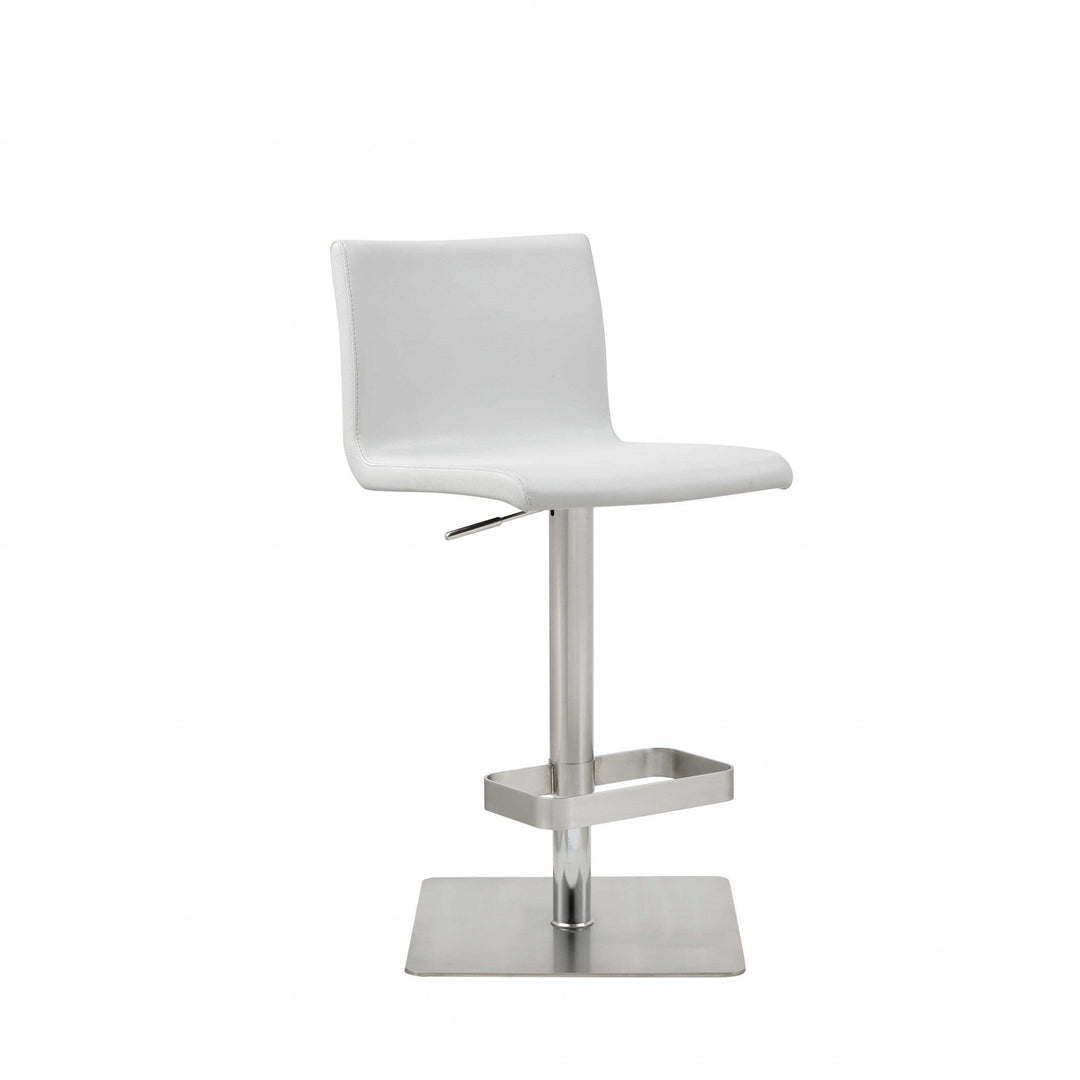 26 " White And Silver Stainless Steel Counter Height Bar Chair Image 2