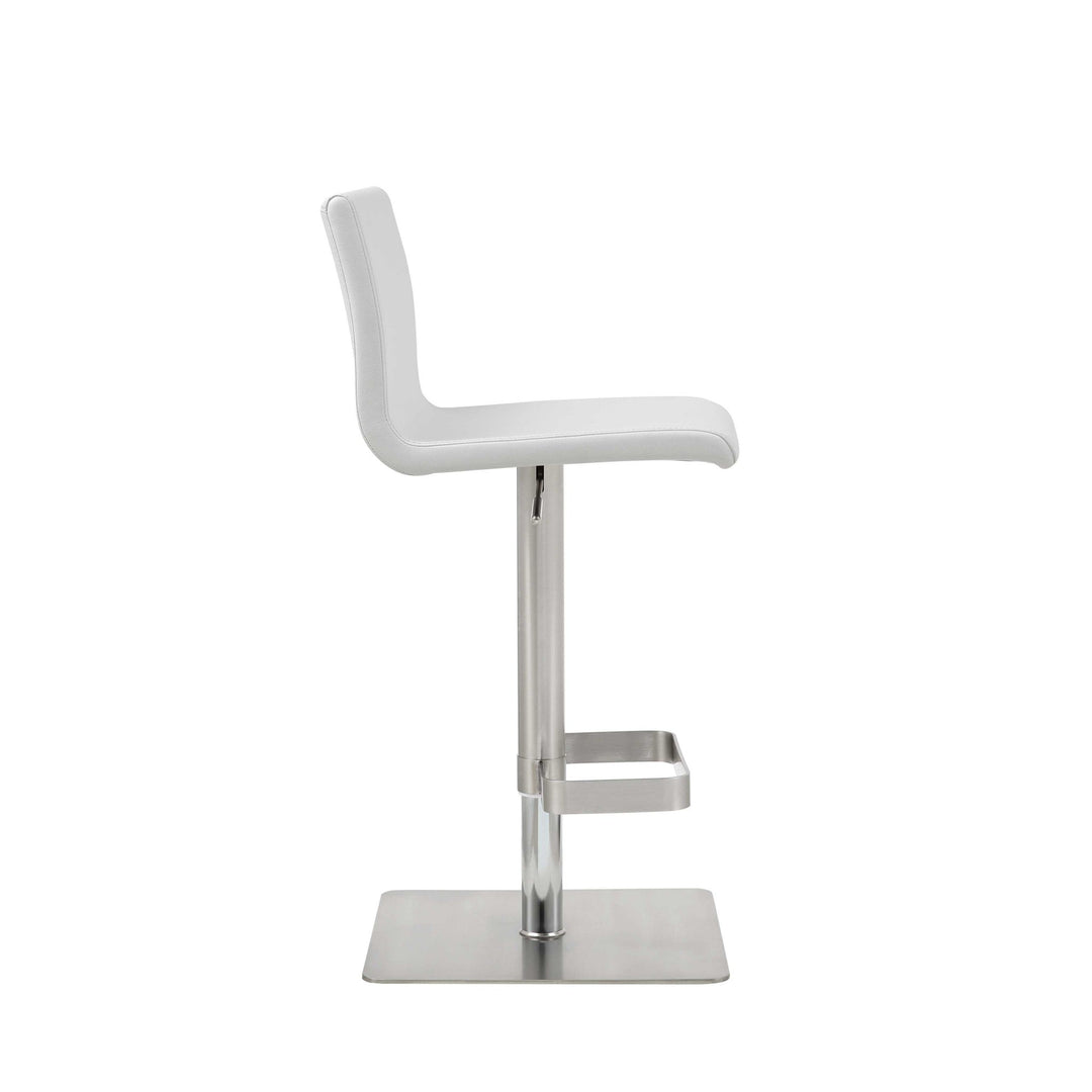 26 " White And Silver Stainless Steel Counter Height Bar Chair Image 3