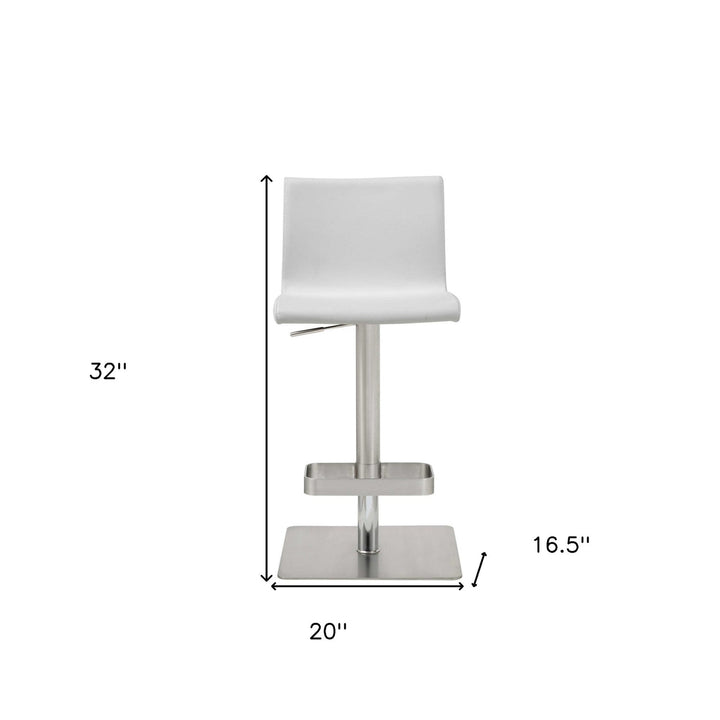 26 " White And Silver Stainless Steel Counter Height Bar Chair Image 9