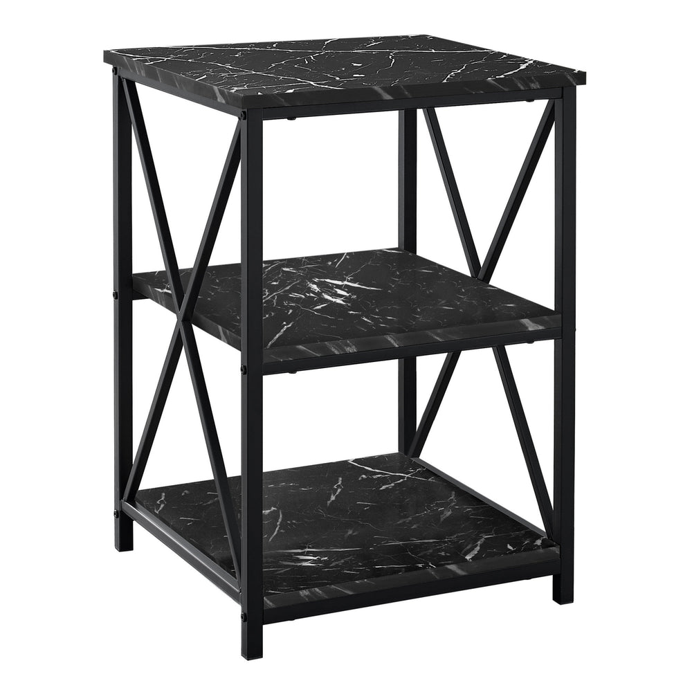 26" Black Square End Table With Two Shelves Image 2