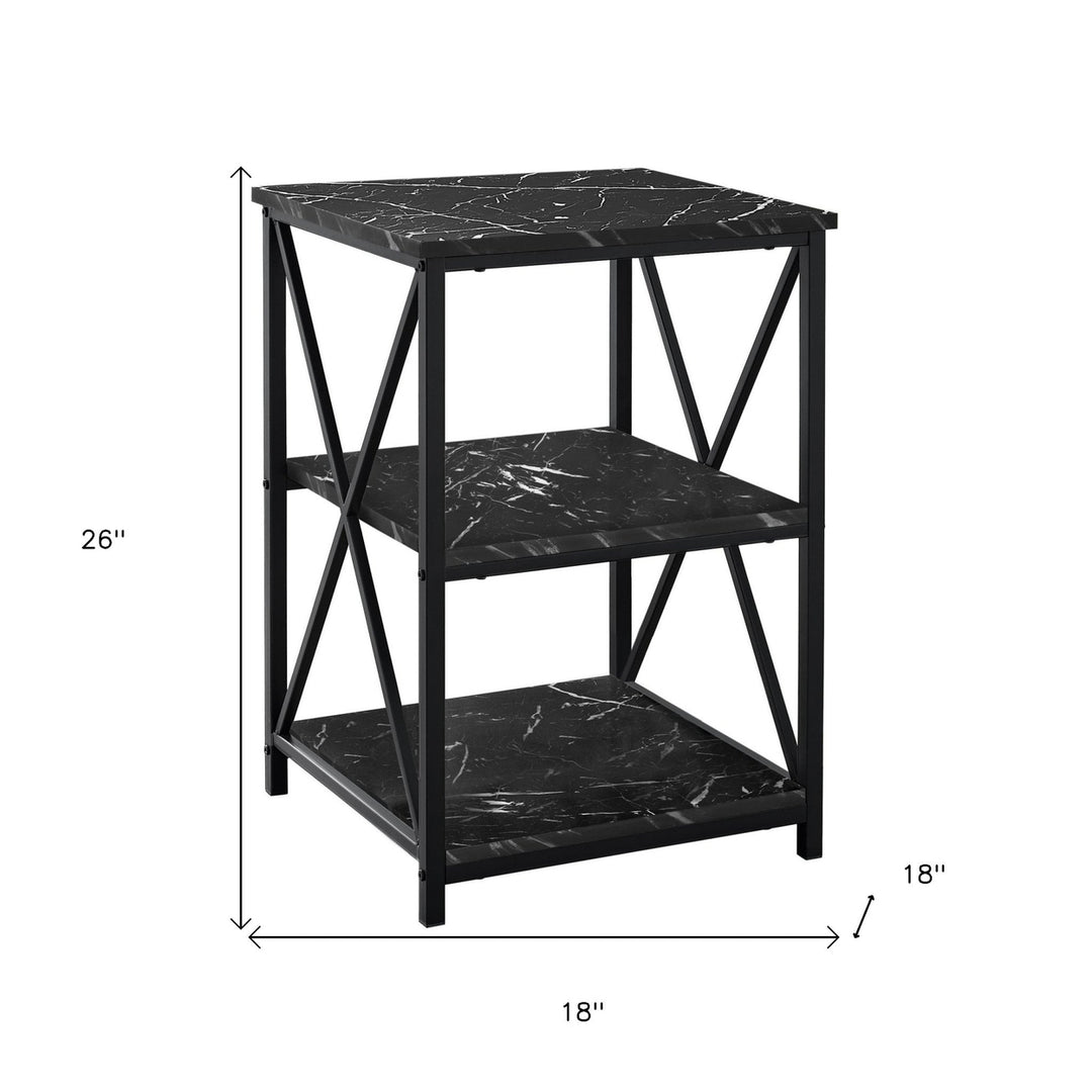 26" Black Square End Table With Two Shelves Image 5