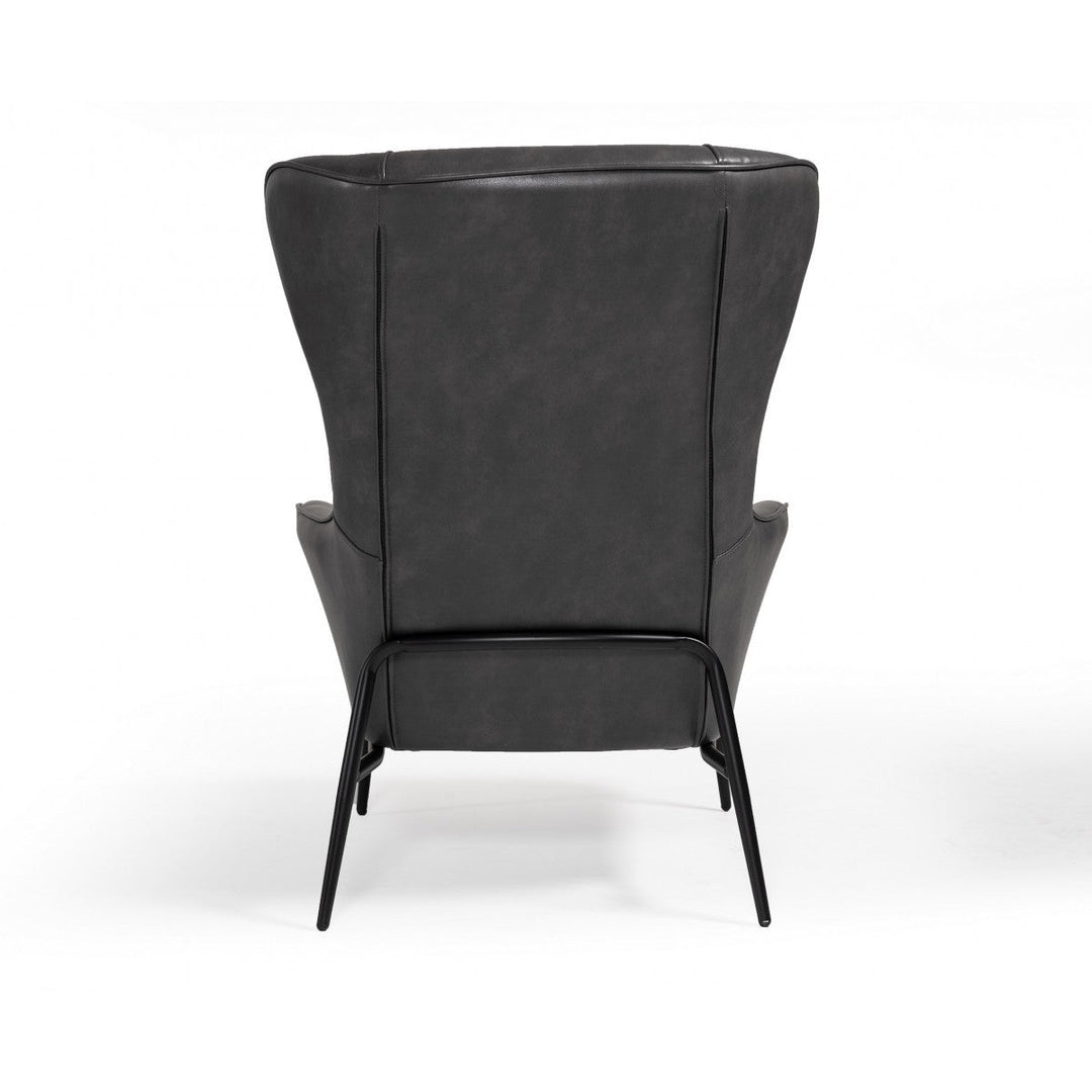 26" Dark Slate Gray And Black Faux Leather Tufted Arm Chair Image 4