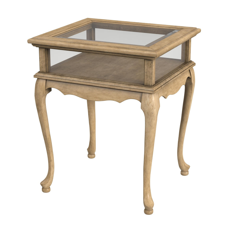 25" Beige Glass Rectangular End Table Image 1