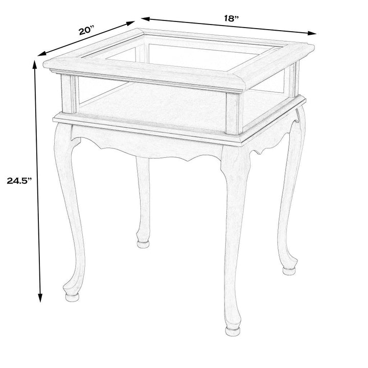 25" Beige Glass Rectangular End Table Image 3