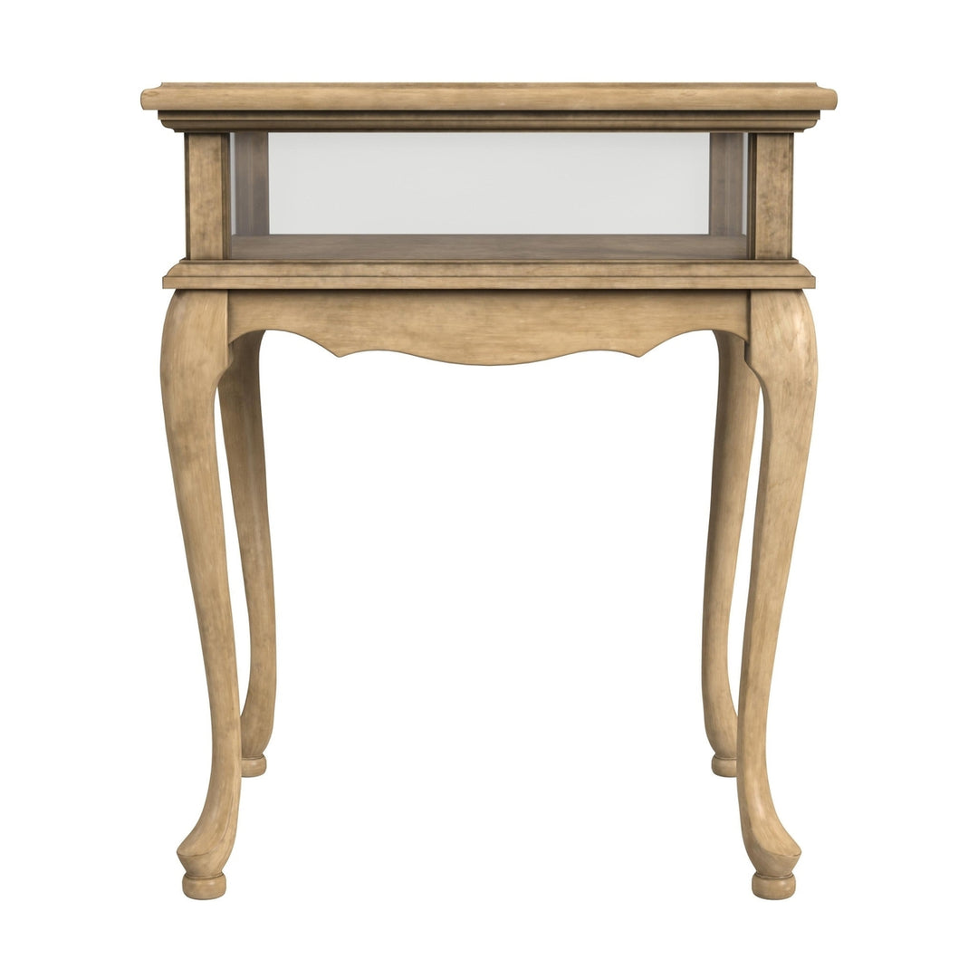 25" Beige Glass Rectangular End Table Image 4