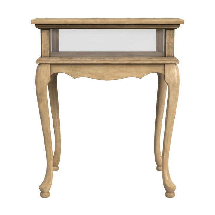 25" Beige Glass Rectangular End Table Image 4