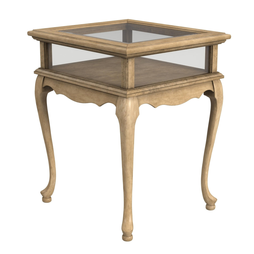 25" Beige Glass Rectangular End Table Image 5