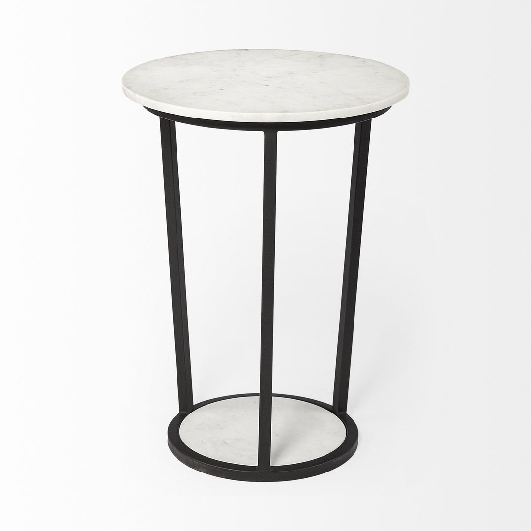 25" Black And White Marble End Table Image 3