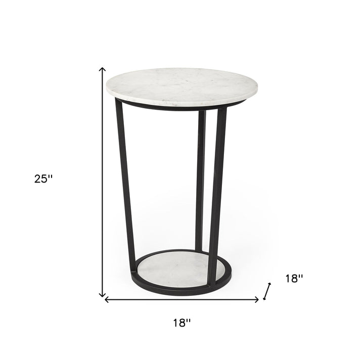 25" Black And White Marble End Table Image 8