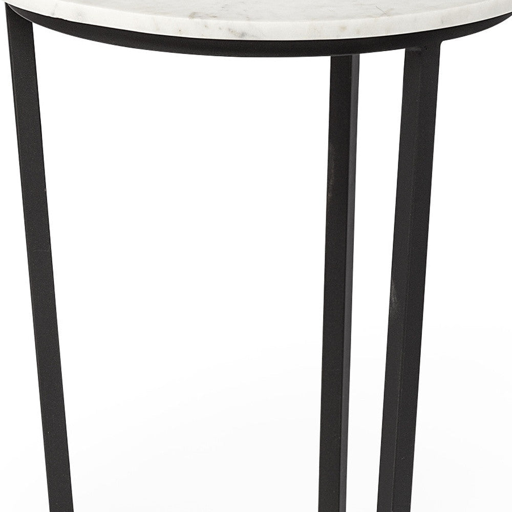 25" Black And White Marble End Table Image 10