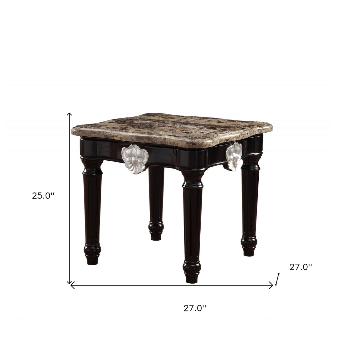 25" Black Manufactured Wood and Marble Square End Table Image 5