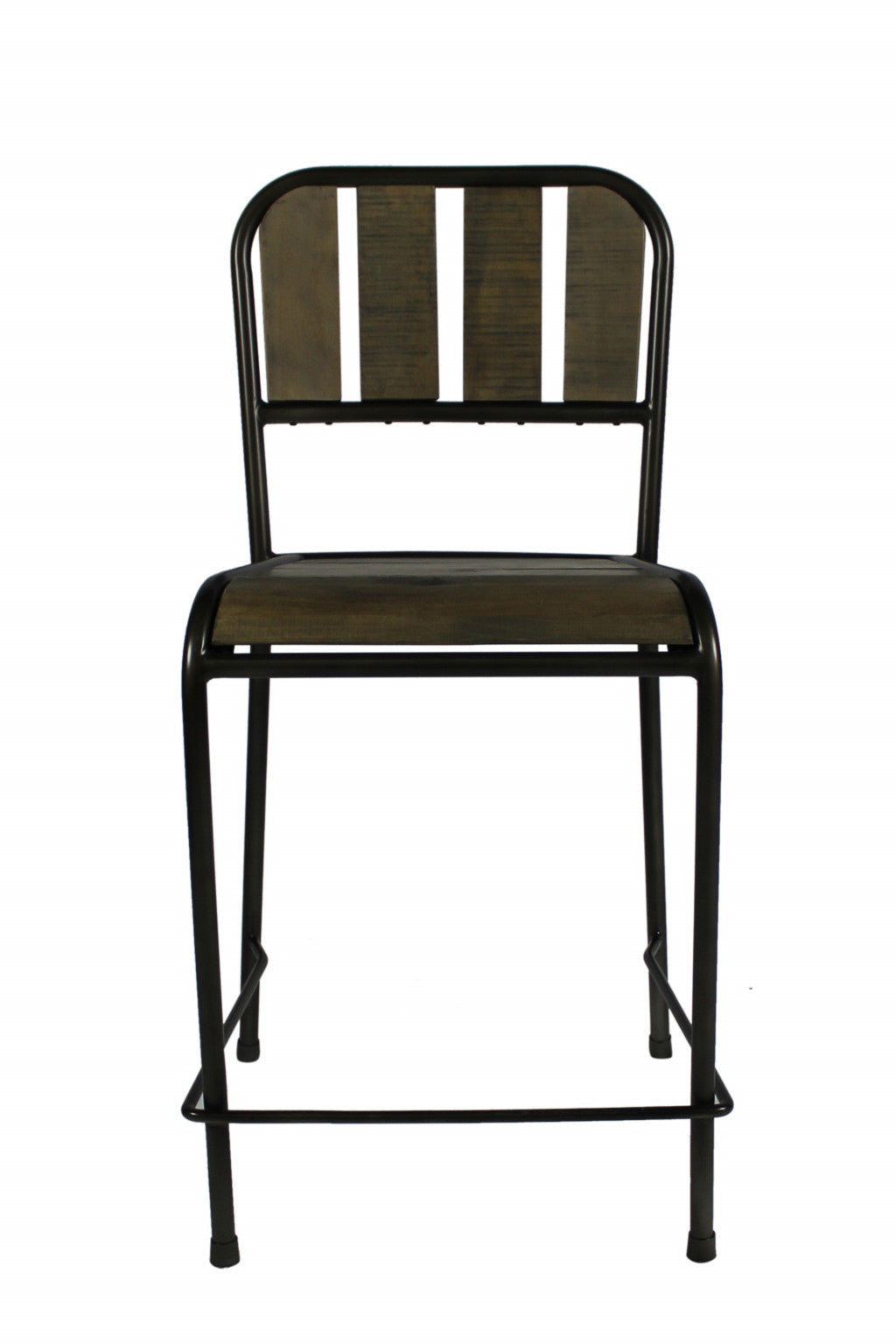 25" Brown And Black Iron Counter Height Bar Chair Image 1