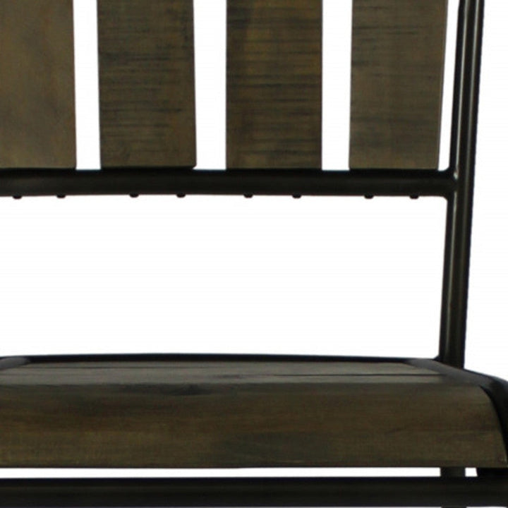 25" Brown And Black Iron Counter Height Bar Chair Image 4