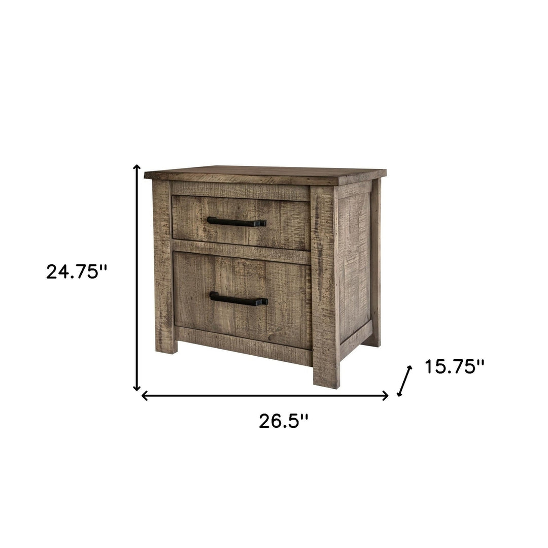 25" Brown Two Drawer Nightstand Image 4