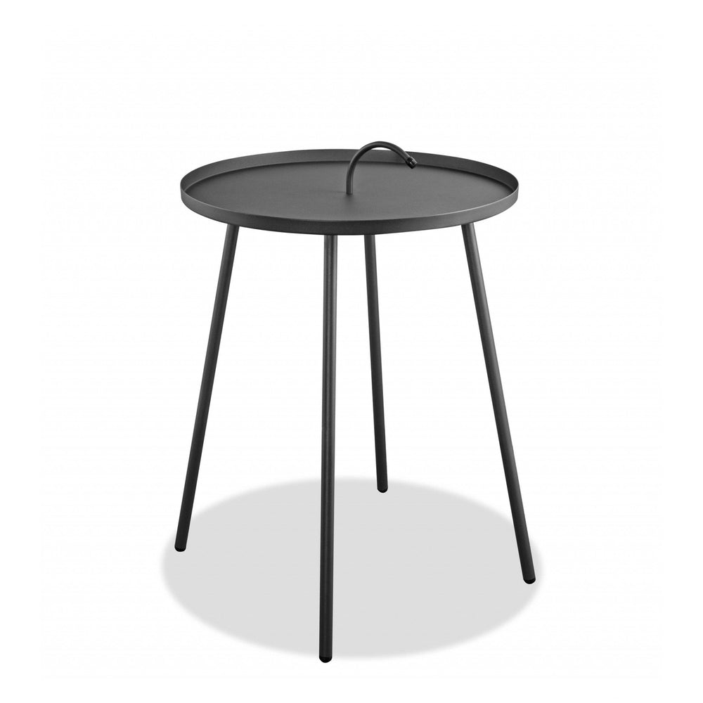 25" Gray Stainless Steel Round End Table Image 2