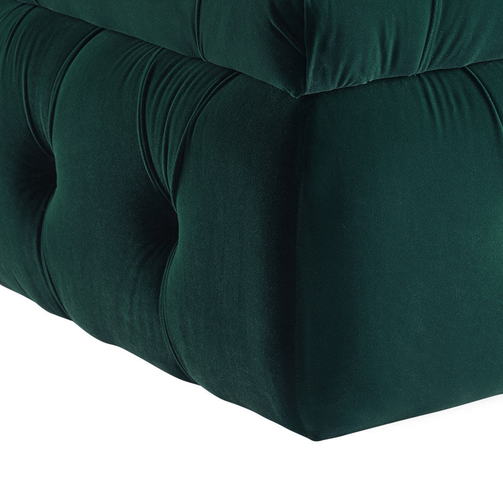 25" Green Velvet Tufted Storage Ottoman Image 5