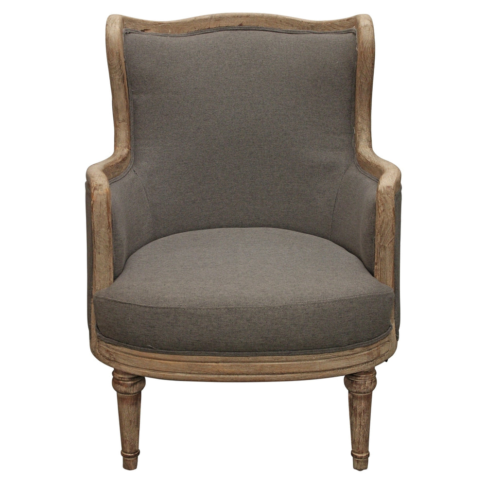 26" Gray Linen And Natural Solid Color Arm Chair Image 2