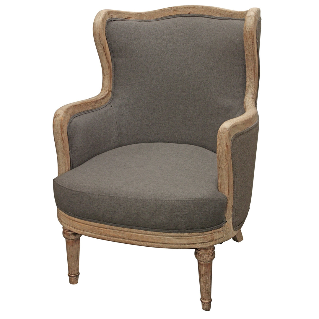 26" Gray Linen And Natural Solid Color Arm Chair Image 3