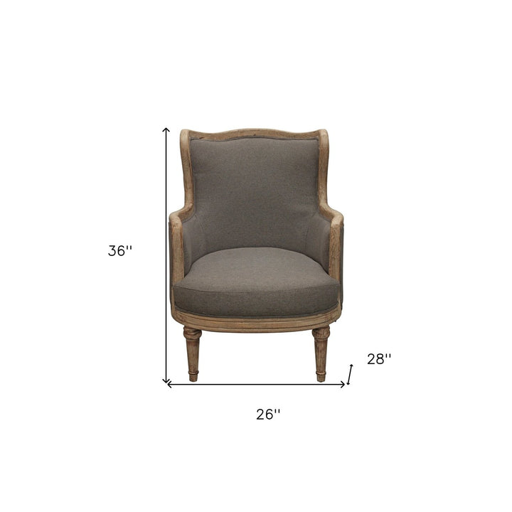 26" Gray Linen And Natural Solid Color Arm Chair Image 8