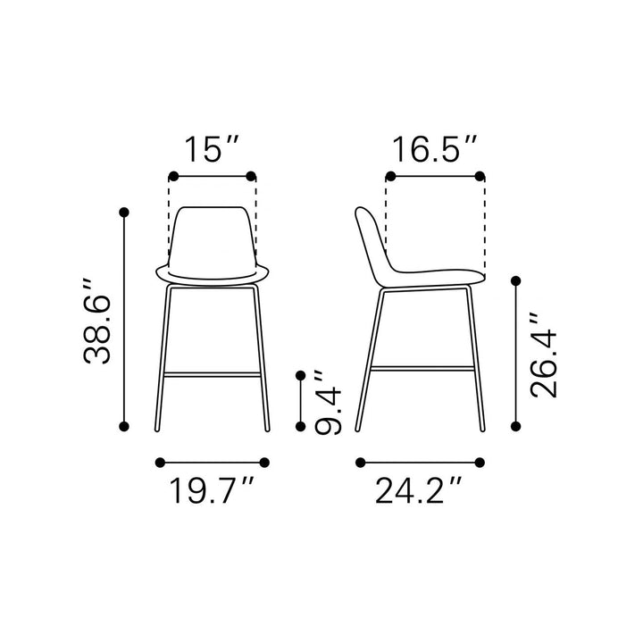 26" Green And Copper Steel Low Back Counter Height Bar Chair Image 8