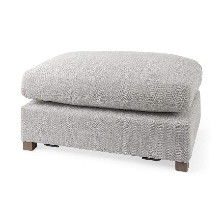 26" Light Gray Jute And Brown Cocktail Ottoman Image 1