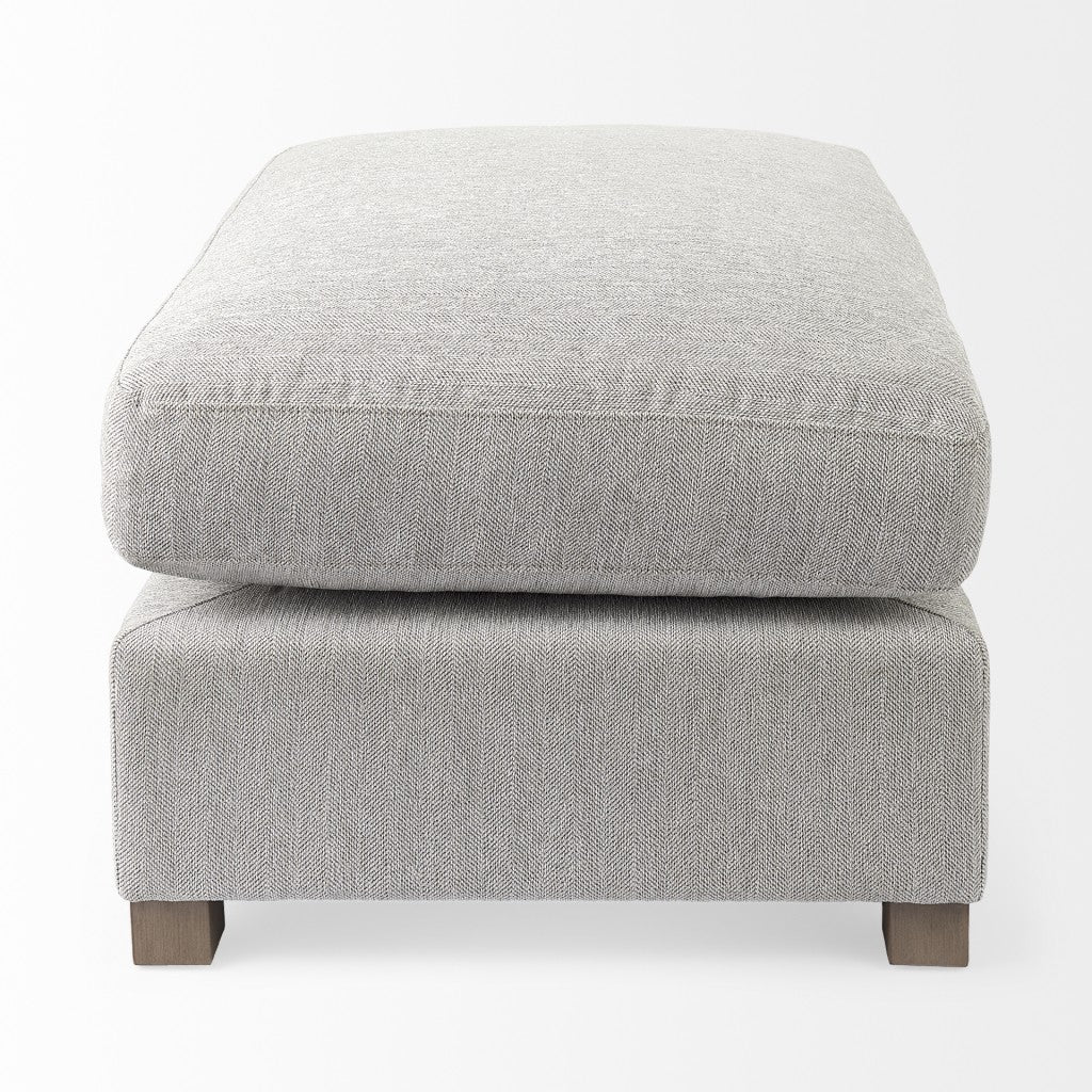 26" Light Gray Jute And Brown Cocktail Ottoman Image 3