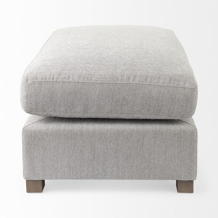 26" Light Gray Jute And Brown Cocktail Ottoman Image 3