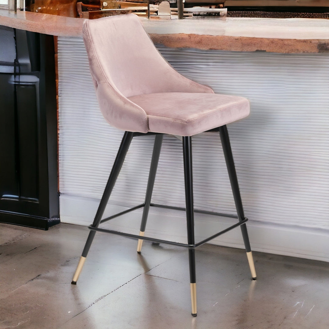 26" Pink And Black Steel Low Back Counter Height Bar Chair Image 2