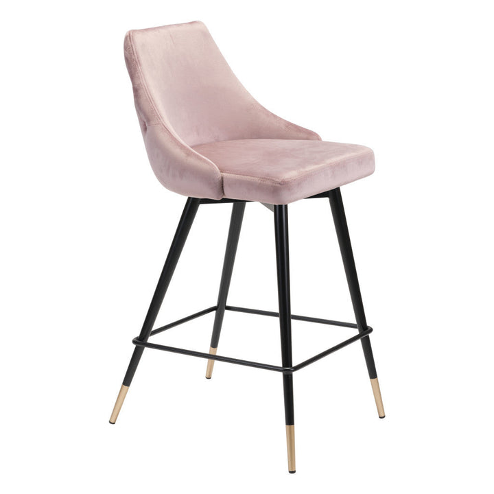 26" Pink And Black Steel Low Back Counter Height Bar Chair Image 3