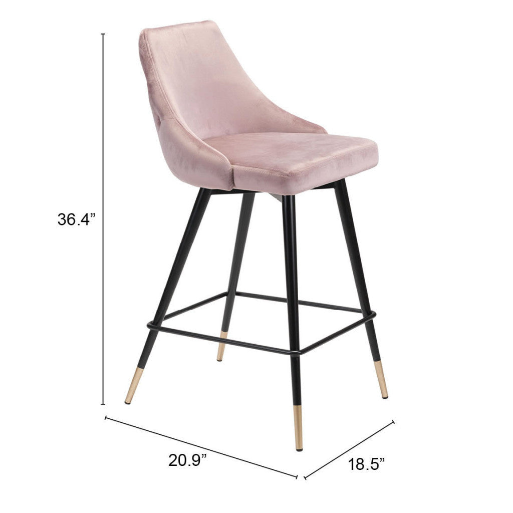 26" Pink And Black Steel Low Back Counter Height Bar Chair Image 6