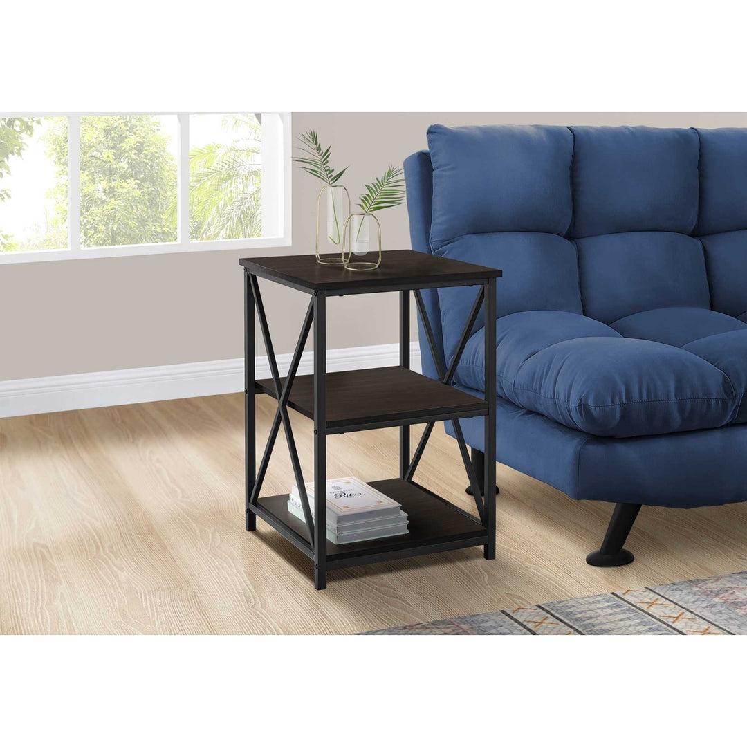 26" Rectangular Espresso Black Metal Accent Table Image 3