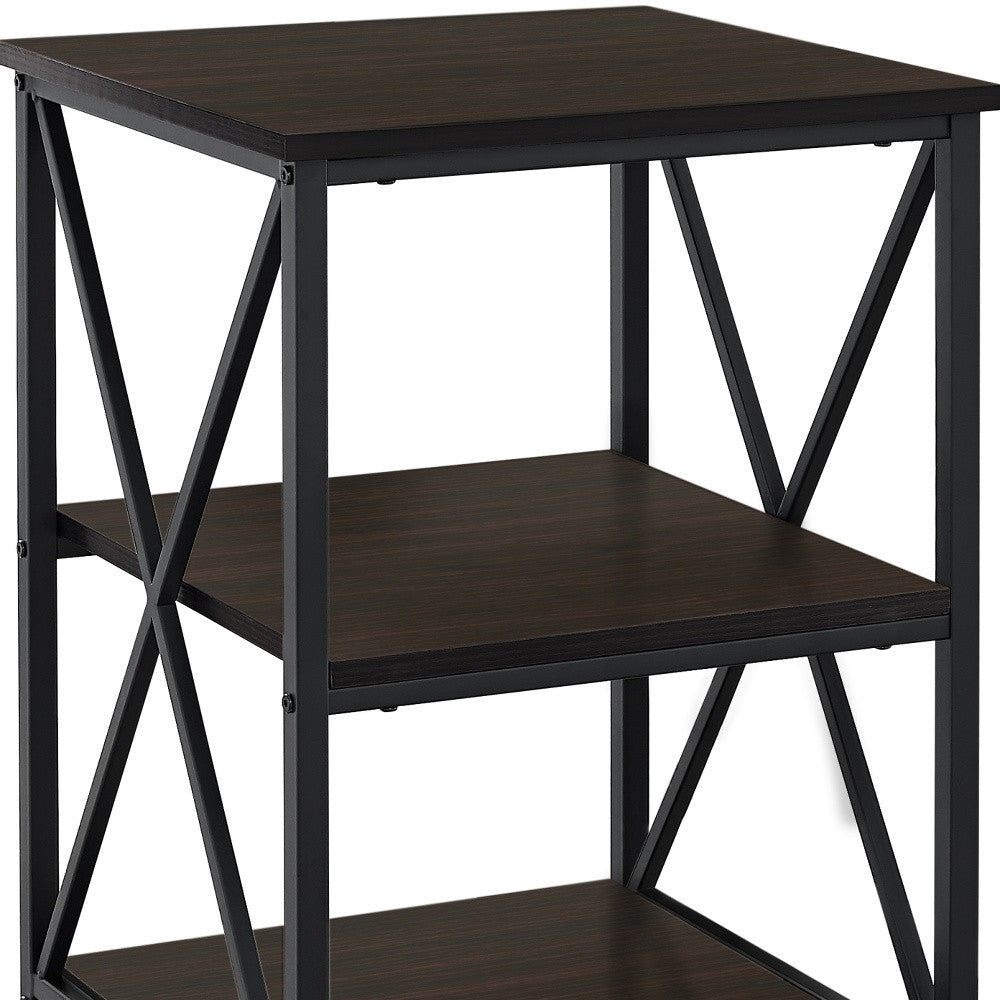 26" Rectangular Espresso Black Metal Accent Table Image 5