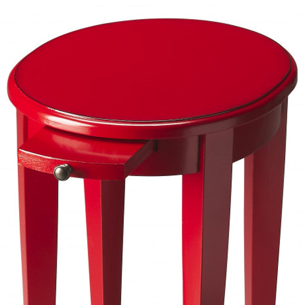 26" Red Manufactured Wood Oval End Table With Shelf Image 4