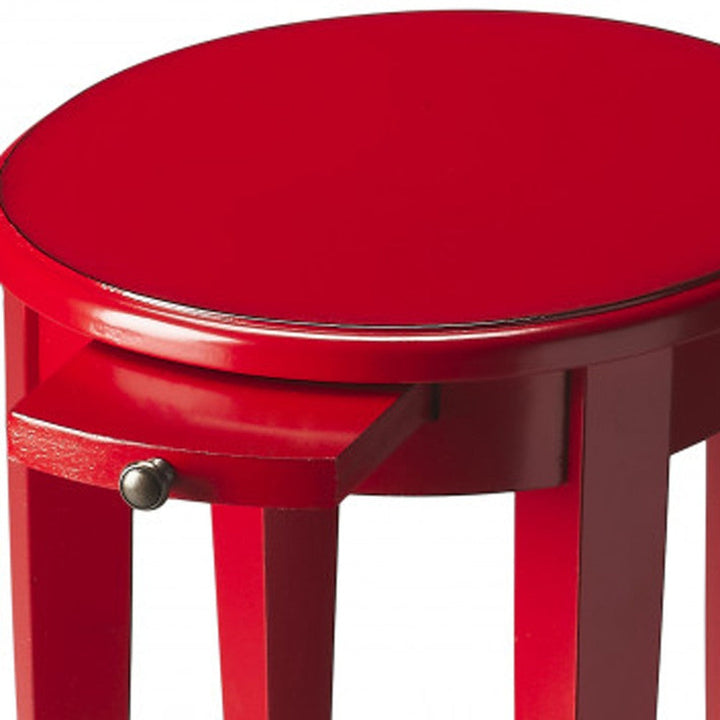 26" Red Manufactured Wood Oval End Table With Shelf Image 5