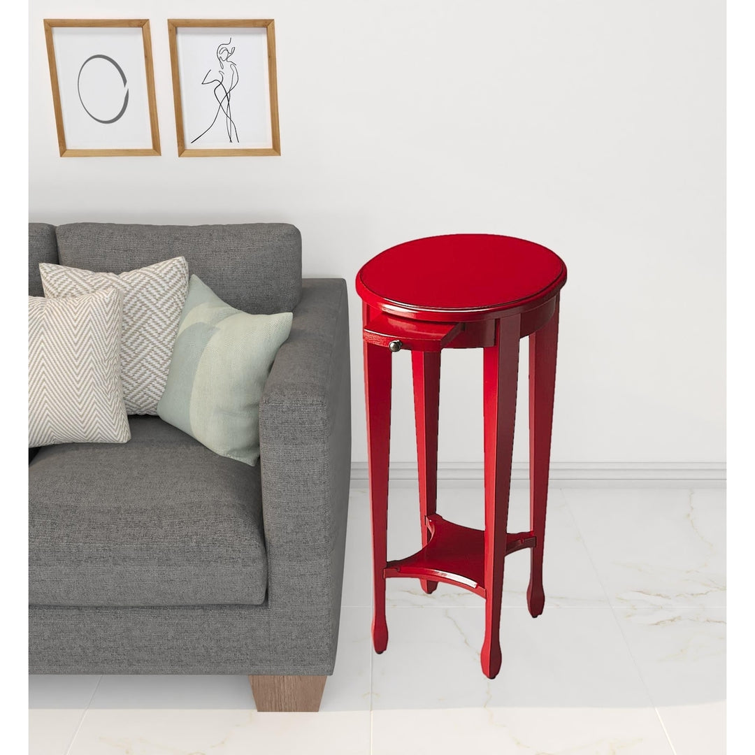 26" Red Manufactured Wood Oval End Table With Shelf Image 7