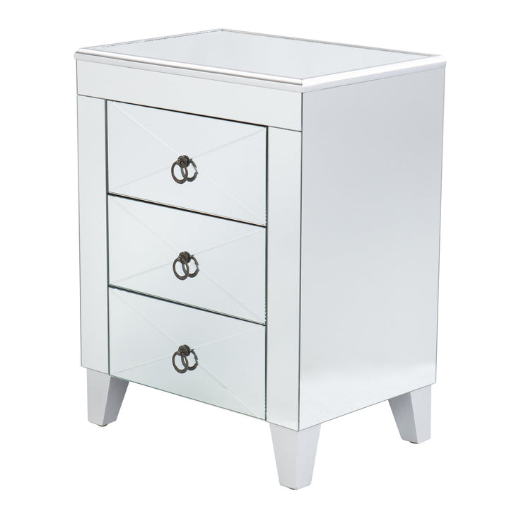 26" Silver End Table With Three Drawers Image 4