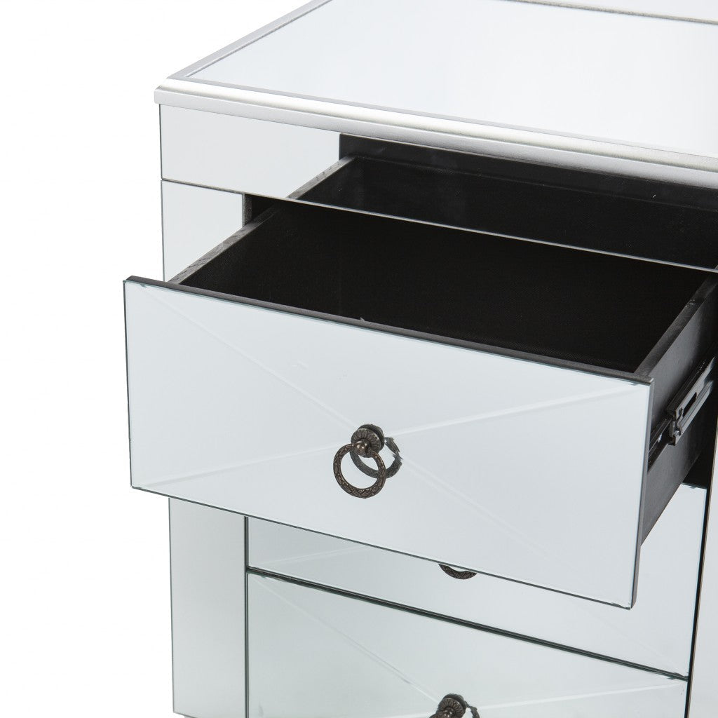 26" Silver End Table With Three Drawers Image 8